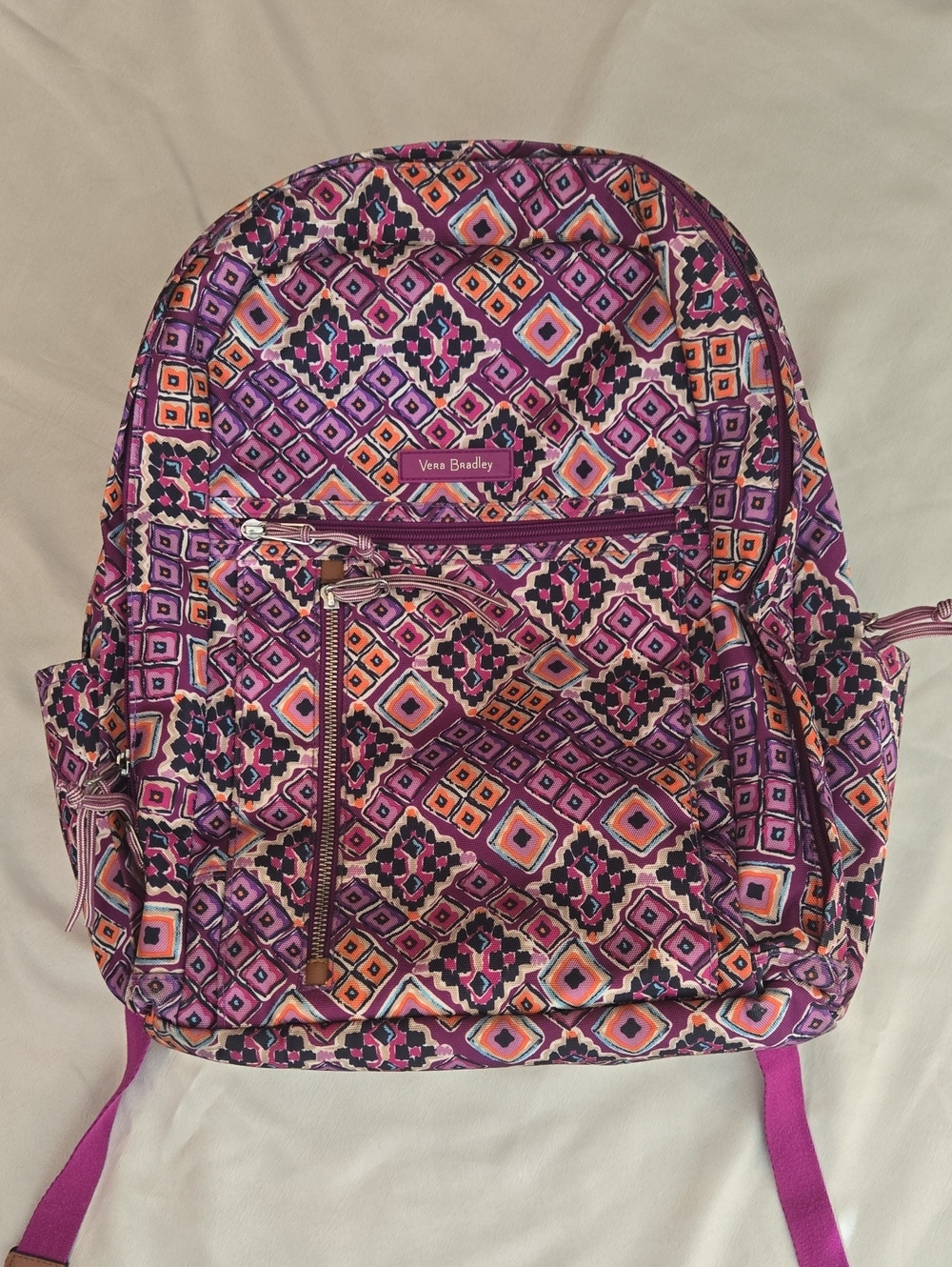 Vera Bradley Pink and Orange Geo Backpack